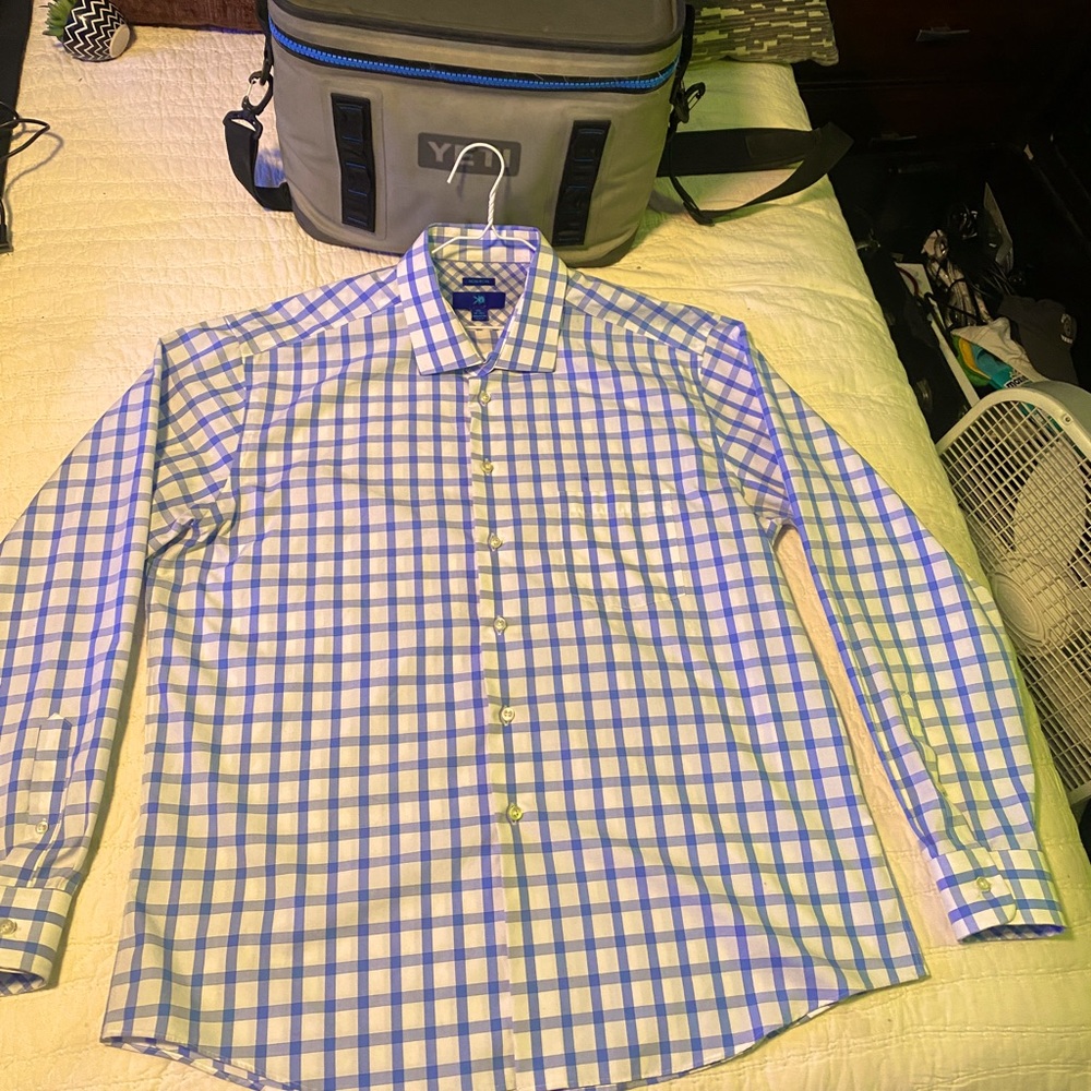 Egara Shirt Mens XXLarge Blue Slim Fit Long Sleeve Button Up Comfort Adult